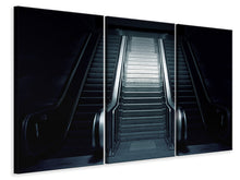 Laden Sie das Bild in den Galerie-Viewer, Leinwandbild 3-teilig Rolltreppe in der Dunkelheit