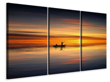 Laden Sie das Bild in den Galerie-Viewer, Leinwandbild 3-teilig Romantischer Sonnenuntergang auf dem Meer