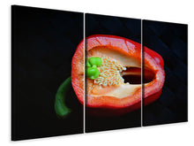 Laden Sie das Bild in den Galerie-Viewer, Leinwandbild 3-teilig Rote Paprika