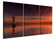 Laden Sie das Bild in den Galerie-Viewer, Leinwandbild 3-teilig Roter Himmel am Leuchtturm