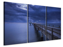 Laden Sie das Bild in den Galerie-Viewer, Leinwandbild 3-teilig Seebrücke bei Nacht