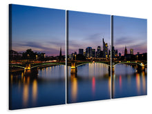 Laden Sie das Bild in den Galerie-Viewer, Leinwandbild 3-teilig Skyline in romantischer Stimmung