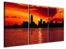 Laden Sie das Bild in den Galerie-Viewer, Leinwandbild 3-teilig Skyline NYC  in der Abenddämmerung