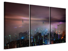 Laden Sie das Bild in den Galerie-Viewer, Leinwandbild 3-teilig Smog in Hong Kong