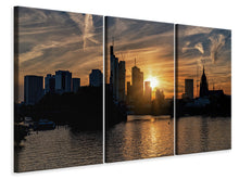 Laden Sie das Bild in den Galerie-Viewer, Leinwandbild 3-teilig Sonnenuntergang an der Skyline