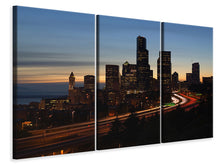 Laden Sie das Bild in den Galerie-Viewer, Leinwandbild 3-teilig Sonnenuntergang in Seattle