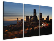 Leinwandbild 3-teilig Sonnenuntergang in Seattle