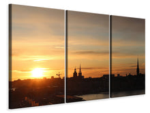Laden Sie das Bild in den Galerie-Viewer, Leinwandbild 3-teilig Stadt im Abendlicht