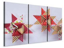 Laden Sie das Bild in den Galerie-Viewer, Leinwandbild 3-teilig Sterne Origami