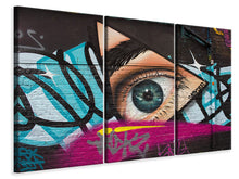 Laden Sie das Bild in den Galerie-Viewer, Leinwandbild 3-teilig Street Art Das Auge