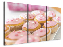 Laden Sie das Bild in den Galerie-Viewer, Leinwandbild 3-teilig Süsse Cupcake