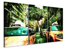 Laden Sie das Bild in den Galerie-Viewer, Leinwandbild 3-teilig Taxi Fantasie