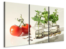 Laden Sie das Bild in den Galerie-Viewer, Leinwandbild 3-teilig Tomaten und Kräuter