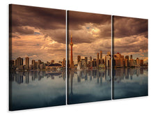 Laden Sie das Bild in den Galerie-Viewer, Leinwandbild 3-teilig Toronto in der Abenddämmerung