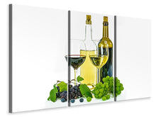 Laden Sie das Bild in den Galerie-Viewer, Leinwandbild 3-teilig Weisswein und Rotwein