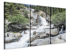 Laden Sie das Bild in den Galerie-Viewer, Leinwandbild 3-teilig Wilder Wasserfall im Wald