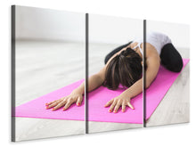 Laden Sie das Bild in den Galerie-Viewer, Leinwandbild 3-teilig Yoga Übung