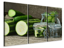 Laden Sie das Bild in den Galerie-Viewer, Leinwandbild 3-teilig Zucchinis und Gurken