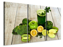 Laden Sie das Bild in den Galerie-Viewer, Leinwandbild 3-teilig Zutaten grüner Smoothie