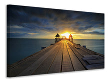 Laden Sie das Bild in den Galerie-Viewer, Leinwandbild Der Sonnenuntergang bei der Holzbrücke