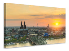 Laden Sie das Bild in den Galerie-Viewer, Leinwandbild Skyline Köln bei Sonnenuntergang
