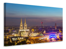 Laden Sie das Bild in den Galerie-Viewer, Leinwandbild Skyline Kölner Dom bei Nacht