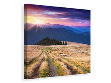 Laden Sie das Bild in den Galerie-Viewer, Leinwandbild Sonnenuntergang in der Bergwelt