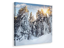 Laden Sie das Bild in den Galerie-Viewer, Leinwandbild Tannen im Schnee