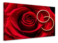 Laden Sie das Bild in den Galerie-Viewer, Leinwandbild Eheringe auf der Rose