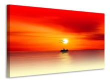 Laden Sie das Bild in den Galerie-Viewer, Leinwandbild Ein Fischer im Sonnenuntergang