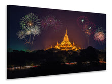 Laden Sie das Bild in den Galerie-Viewer, Leinwandbild Feuerwerk am Tempel