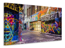 Laden Sie das Bild in den Galerie-Viewer, Leinwandbild Häuser mit Graffiti