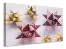 Laden Sie das Bild in den Galerie-Viewer, Leinwandbild Origami Bunte Sterne