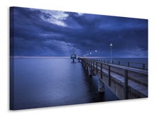 Laden Sie das Bild in den Galerie-Viewer, Leinwandbild Seebrücke bei Nacht