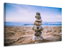 Laden Sie das Bild in den Galerie-Viewer, Leinwandbild Steinstapel am Strand
