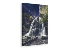 Laden Sie das Bild in den Galerie-Viewer, Leinwandbild Vollmond am Wasserfall