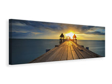 Laden Sie das Bild in den Galerie-Viewer, Leinwandbild Panorama Der Sonnenuntergang bei der Holzbrücke