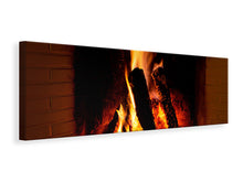 Laden Sie das Bild in den Galerie-Viewer, Leinwandbild Panorama Feuer im Kamin