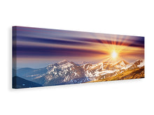 Laden Sie das Bild in den Galerie-Viewer, Leinwandbild Panorama Majestätischer Sonnuntergang am Berggipfel