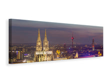 Laden Sie das Bild in den Galerie-Viewer, Leinwandbild Panorama Skyline Kölner Dom bei Nacht