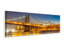 Laden Sie das Bild in den Galerie-Viewer, Leinwandbild Panorama Skyline NY Williamsburg Bridge