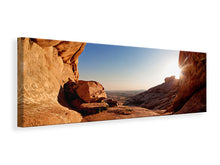 Laden Sie das Bild in den Galerie-Viewer, Leinwandbild Panorama Sonnenuntergang vor der Höhle