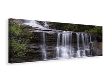 Laden Sie das Bild in den Galerie-Viewer, Leinwandbild Panorama Am Ende des Wasserfalls