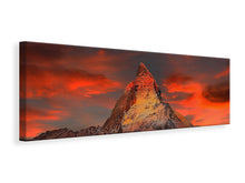 Laden Sie das Bild in den Galerie-Viewer, Leinwandbild Panorama Berge der Schweiz bei Sonnenuntergang