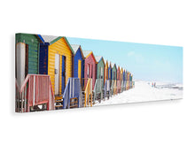Laden Sie das Bild in den Galerie-Viewer, Leinwandbild Panorama Bunte Strandhäuser