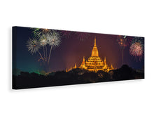 Laden Sie das Bild in den Galerie-Viewer, Leinwandbild Panorama Feuerwerk am Tempel