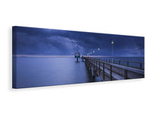 Laden Sie das Bild in den Galerie-Viewer, Leinwandbild Panorama Seebrücke bei Nacht