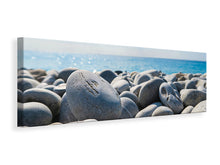 Laden Sie das Bild in den Galerie-Viewer, Leinwandbild Panorama Strand Steine